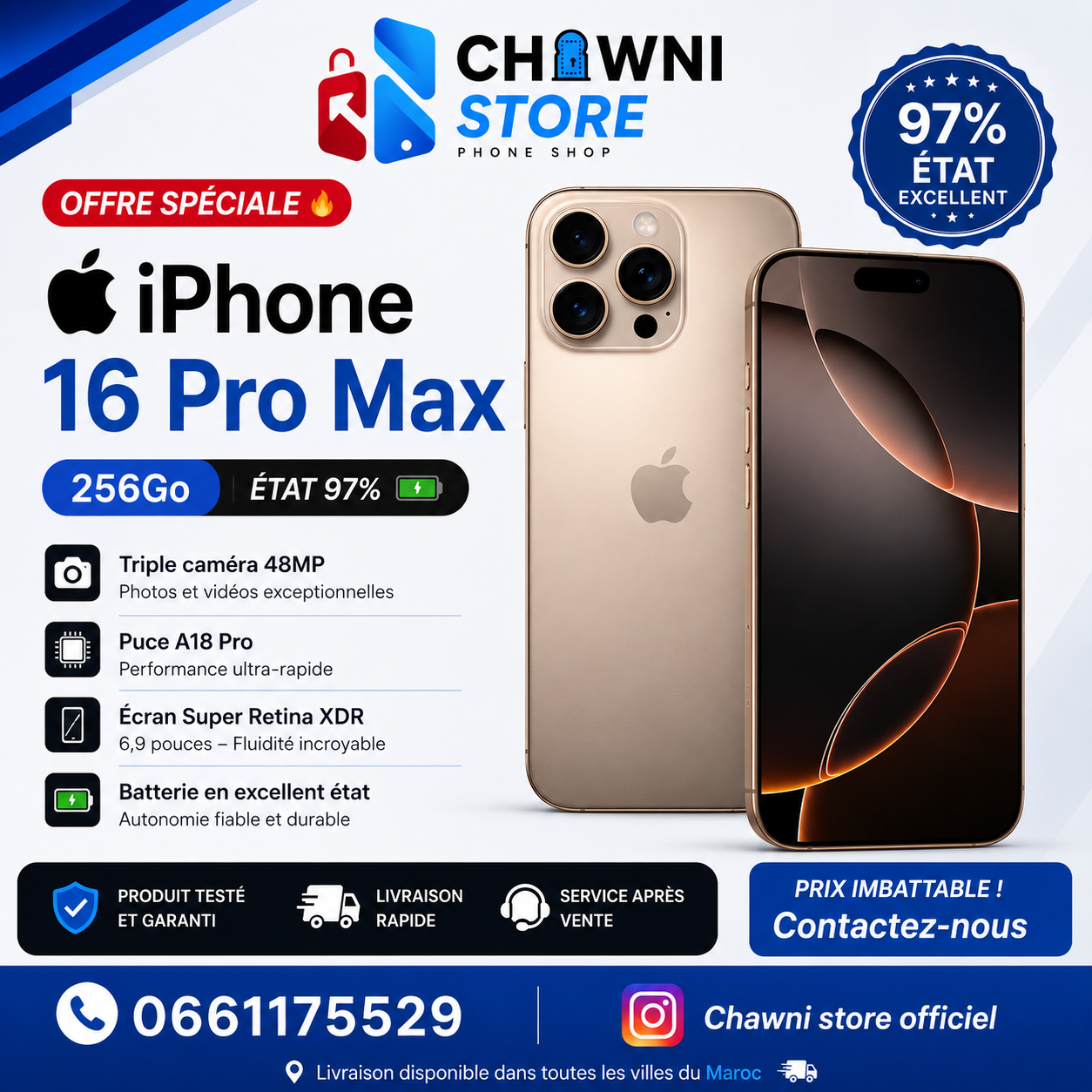 Apple IPHONE 16 Pro Max 256Go 8Go RAM | COMME NEUF