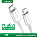 Ugreen   60w   USB   type   C   to   USB   C   pd   fast   charging   cable   3A   max   1   m